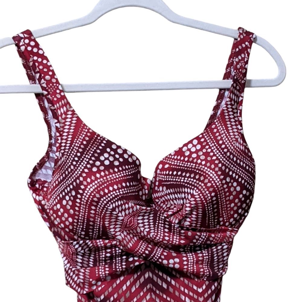 Miraclesuit Babylon crisscross panel escape red one piece beach summer shapewear - Picture 10 of 11